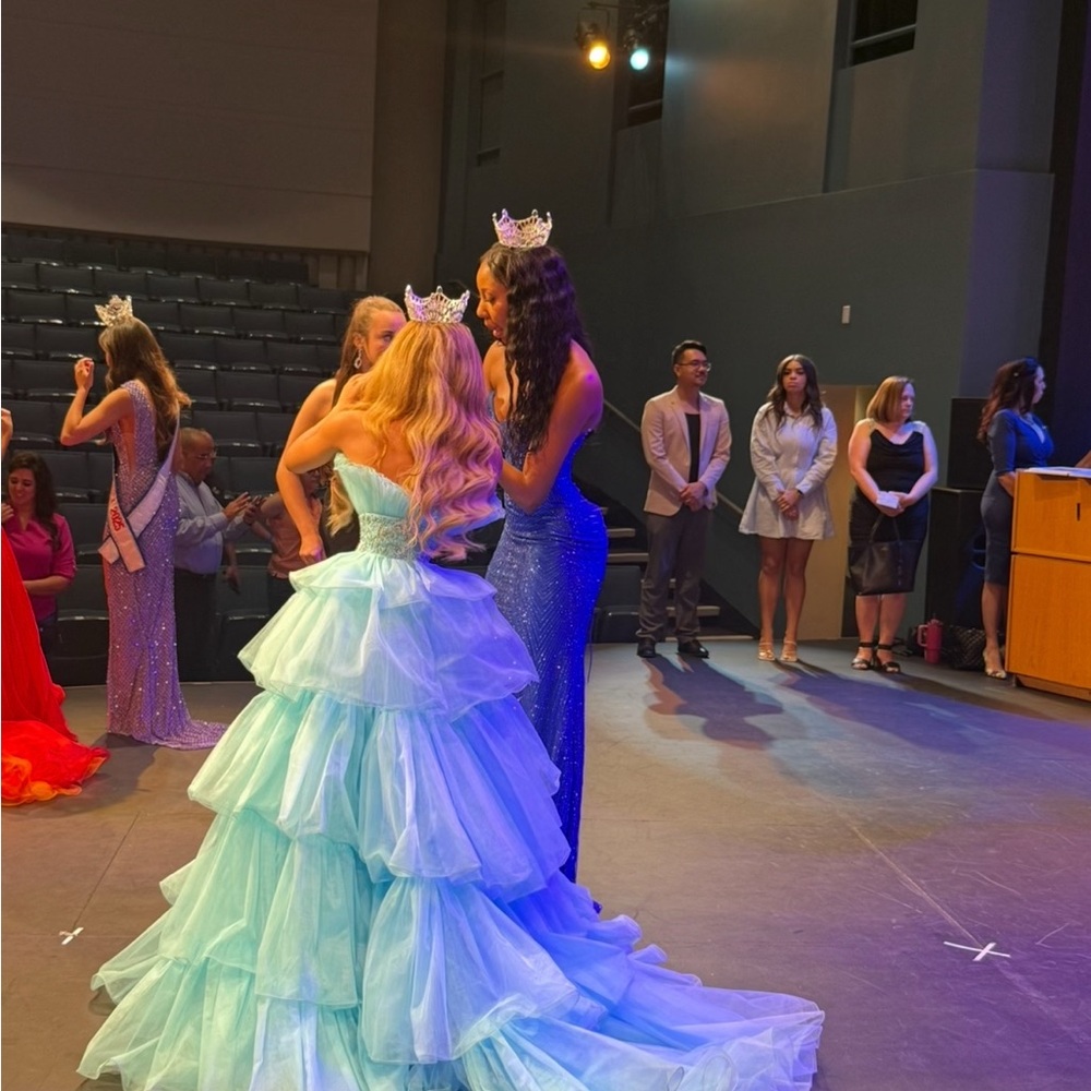 Sherri Hill Strapless Light Blue Dress - Picture 8 of 10